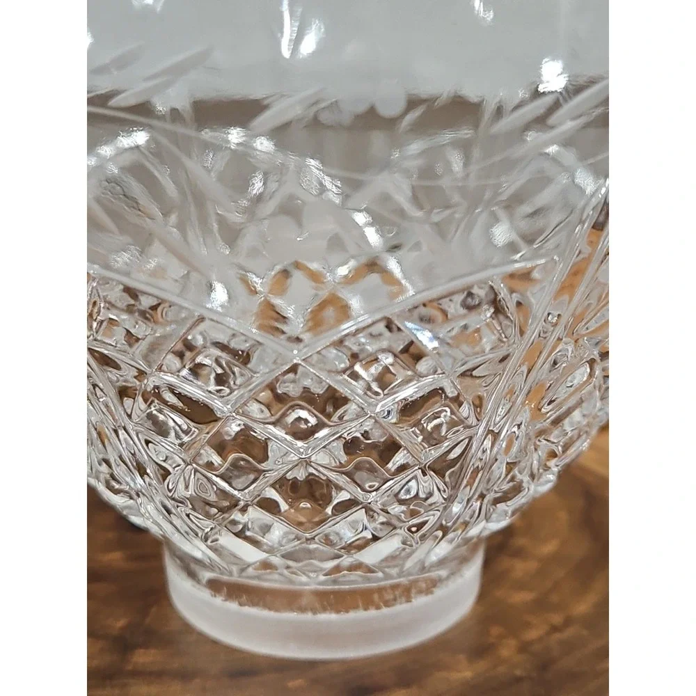 Vintage Cut-Crystal Floral Heavy‎ Hurricane Lamp Shade (1.5